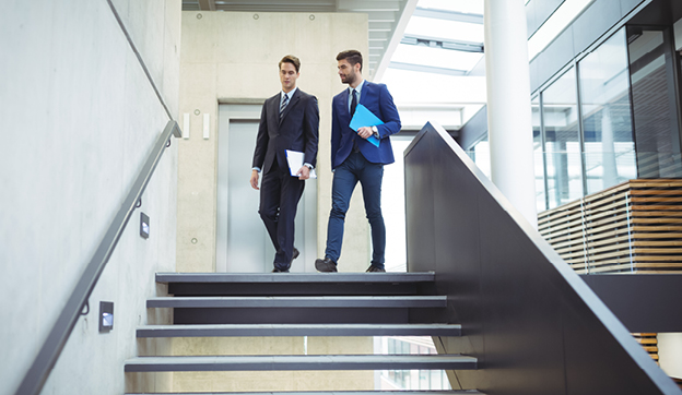 Men on stairs